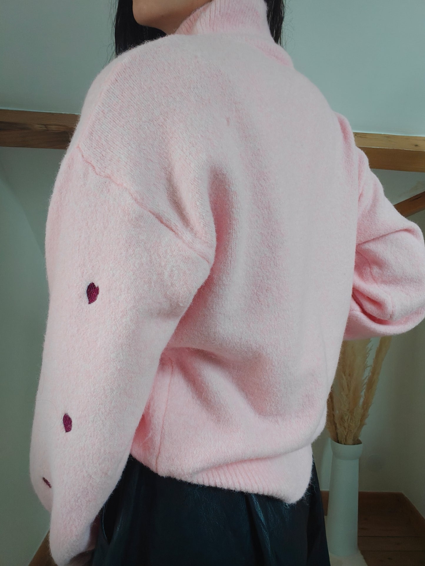 Pull coeur rose